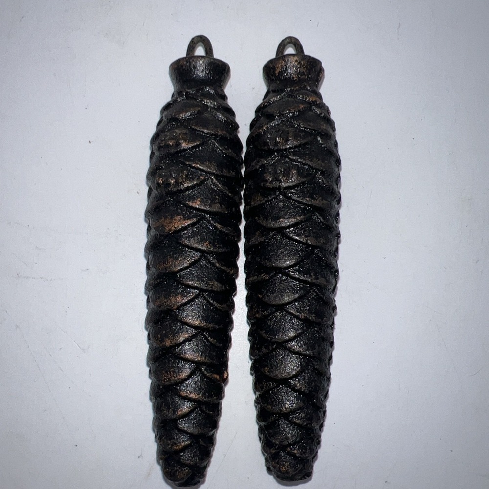 Vintage German Cuckoo Clock Weights Matched Pair Cast Iron Pinecone 275g Each